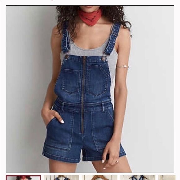 EUC WOMEN’S AMERICAN EAGLE SMALL OVERALL SHORTS - Picture 1 of 8